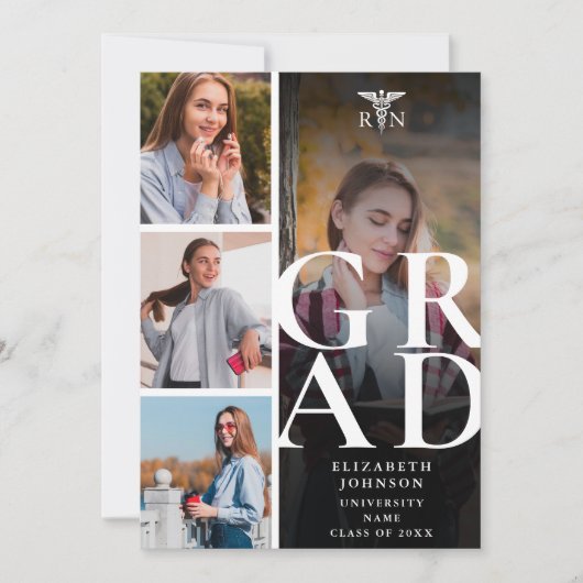 Modern 5 Foto RN Nursing Afstuderen Aankondiging (Voorkant)