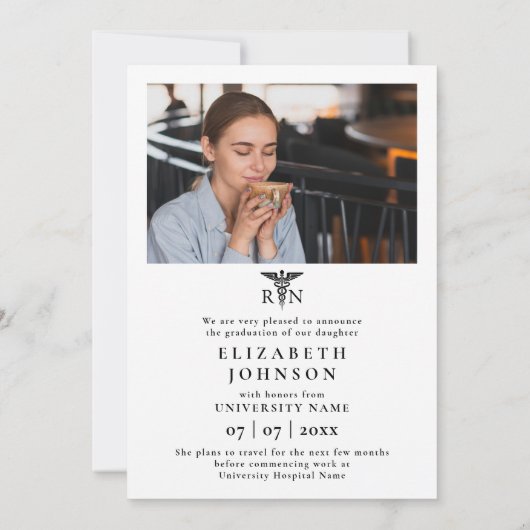 Modern 5 Foto RN Nursing Afstuderen Aankondiging (Achterkant)