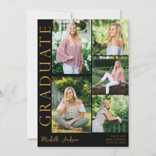 Modern 5 foto zijkant Afstuderen - zwart Kaart (Voorkant)