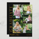 Modern 5 foto zijkant Afstuderen - zwart Kaart (Voorkant / Achterkant)