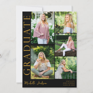 Modern 5 foto zijkant Afstuderen - zwart Kaart
