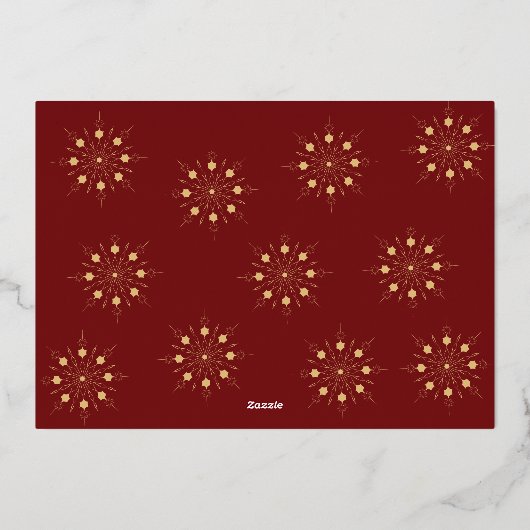 Modern 5 fotocollage gouden sneeuwvlokken Kerstmis Folie Feestdagenkaart (Achterkant)