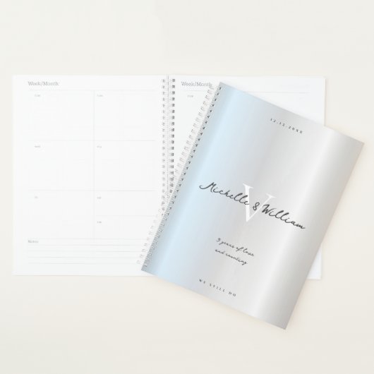 Modern 5-jarig Bruiloft Jubileum Zilver 5th Roman Planner (Display)