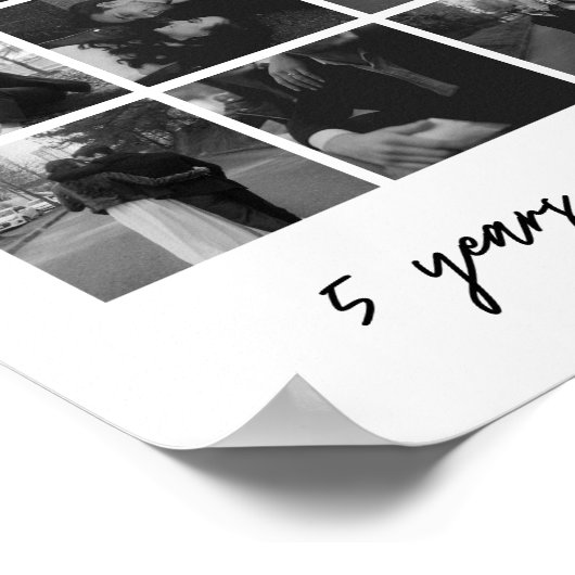 Modern 5-jarig Jubileum 9-foto collage Poster (Hoek)