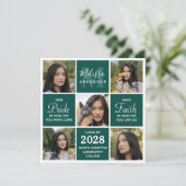 Modern 5 Photo Collage Emerald Green Afstuderen Kaart (Staand voorkant)