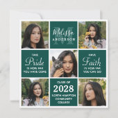 Modern 5 Photo Collage Emerald Green Afstuderen Kaart (Voorkant)