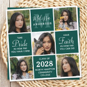 Modern 5 Photo Collage Emerald Green Afstuderen Kaart