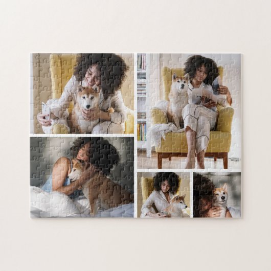 Modern 5 Photo Collage Jigsaw Puzzle Legpuzzel (Horizontaal)