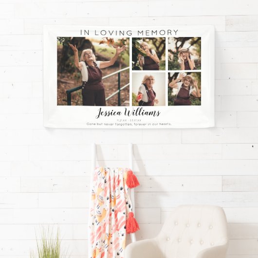 Modern 5 Photo Collage Memorial Banner (Insitu)