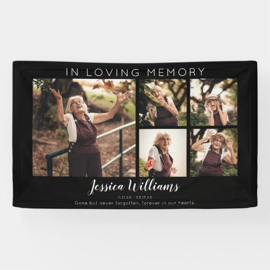 Modern 5 Photo Collage Memorial Banner (Horizontaal)