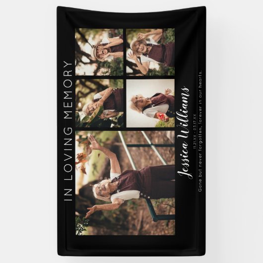 Modern 5 Photo Collage Memorial Banner (Verticaal)