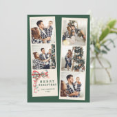 Modern 5 Photo Collage Merry Christmas Feestdagenkaart (Staand voorkant)