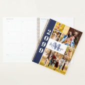 Modern 5 Photo Collage Monogram Naam Navy Blue Planner (Display)