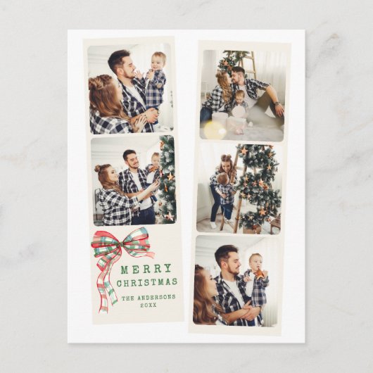Modern 5 Photo Merry Christmas Collage  Feestdagenkaart (Voorkant)