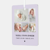 Modern 5 Photos Birth Announcement Metalen Ornament (Voorkant links)