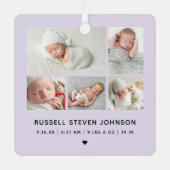 Modern 5 Photos Birth Announcement Metalen Ornament (Voorkant)