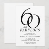 Modern 60 and Fabulous Sixtieth Birthday Party Kaart (Voorkant / Achterkant)