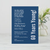 Modern 60 jaar Young Birthday Blue White Red Kaart (Staand voorkant)