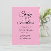 Modern 60and Fabulous Pink 60th Birthday Party Kaart (Staand voorkant)