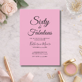Modern 60and Fabulous Pink 60th Birthday Party Kaart