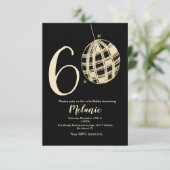 Modern 60e script - zwart discoglitter kaart (Staand voorkant)