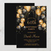 Modern 60e verjaardagsfeest zwart goud kaart (Voorkant / Achterkant)