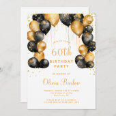 Modern 60e verjaardagsfeest zwart goud kaart (Voorkant / Achterkant)