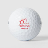 Modern 60ste verjaardagsfeest rood 60 jaar eenvoud golfballen (Voorkant)