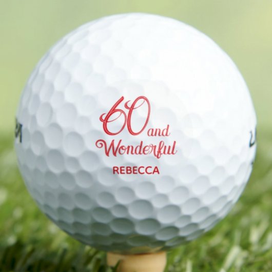 Modern 60ste verjaardagsfeest rood 60 jaar eenvoud golfballen