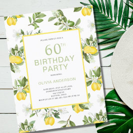 Modern 60th Birthday Lemon Citrus Invitation Briefkaart