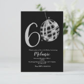 Modern 60th Script Bold Zwarte Disco Glitter Uitno Kaart (Staand voorkant)