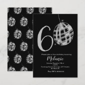Modern 60th Script Bold Zwarte Disco Glitter Uitno Kaart (Voorkant / Achterkant)
