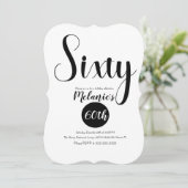 Modern 60th Script Vet Zwart en Witte Stippen Kaart (Staand voorkant)