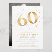 Modern 60th Sixty Birthday Photo Gold Glitter Kaart (Voorkant / Achterkant)