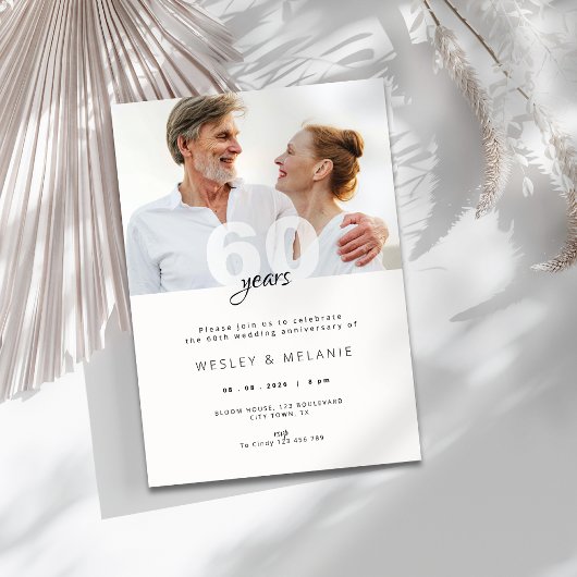 Modern 60th Wedding Anniversary with Photo Kaart