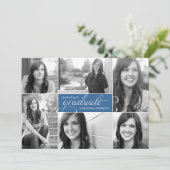 Modern 6 Afstuderen Foto's uitnodigen - Blauw Kaart (Staand voorkant)