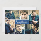 Modern 6 Foto Afstuderen Aankondiging in blauw (Voorkant)