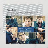 Modern 6 Foto Afstuderen Aankondiging in blauw (Voorkant / Achterkant)