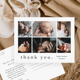 Modern 6 Foto Collage Baby Hartelijk dank Briefkaart