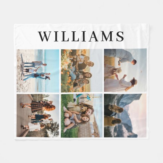 Modern 6 Foto Collage Fleece Deken (Voorkant (Horizontaal))