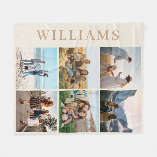 Modern 6 Foto Collage Fleece Deken (Voorkant (Horizontaal))