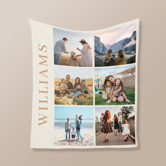 Modern 6 Foto Collage Fleece Deken