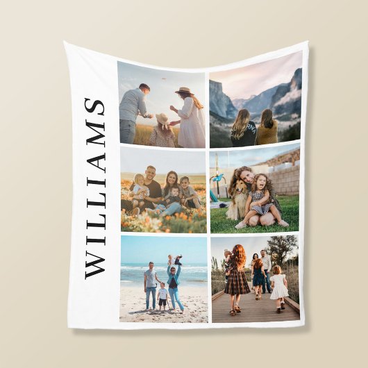 Modern 6 Foto Collage Fleece Deken