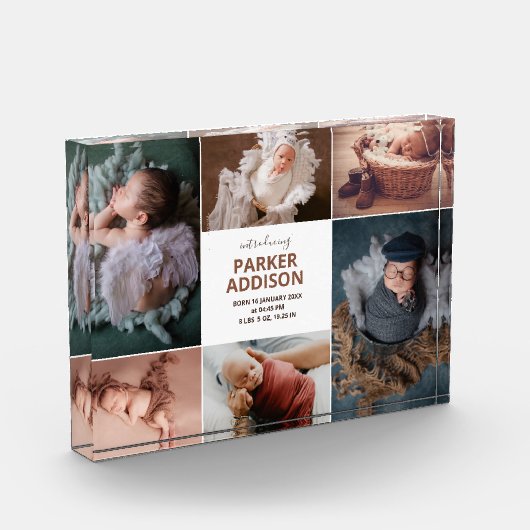 Modern 6 Foto Collage Grid Newborn Baby Birth Ann (Links)