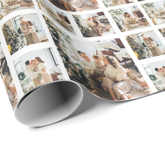 Modern 6 Foto Collage | Kerstfeestdag Cadeaupapier (Rol Hoek)