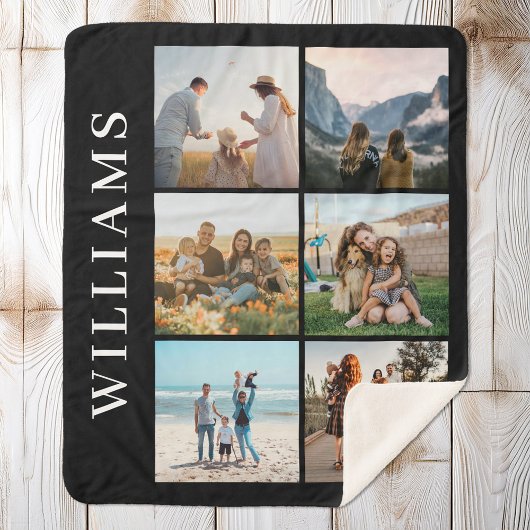 Modern 6 Foto Collage Sherpa Deken