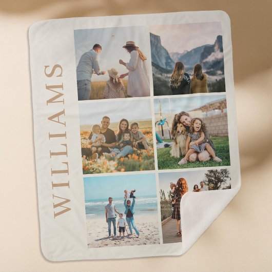 Modern 6 Foto Collage Sherpa Deken