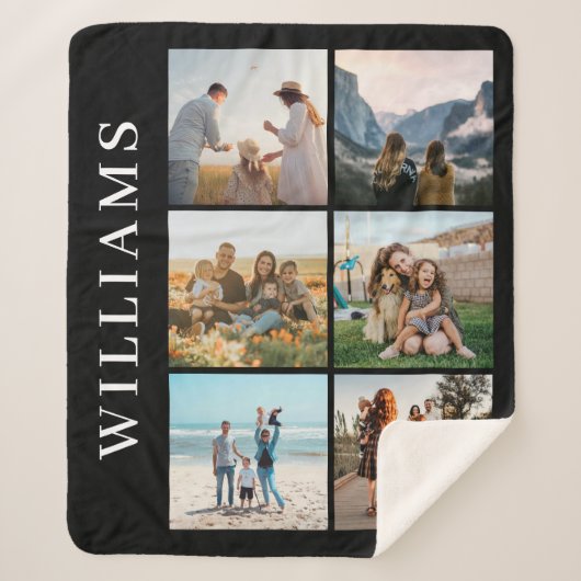 Modern 6 Foto Collage Sherpa Deken (Voorkant)