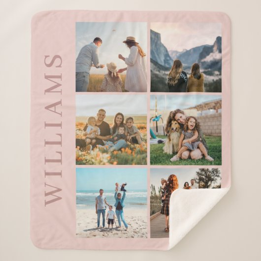 Modern 6 Foto Collage Sherpa Deken (Voorkant)
