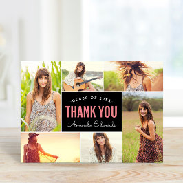 Modern 6 fotocollage Afstuderen dank u Bedankkaart